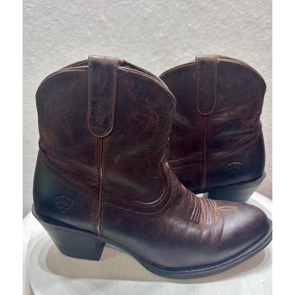 Ariat Darlin Burnt Sugar Brown Leather Western Ankle Boots 10015994 Womens 6.5B
